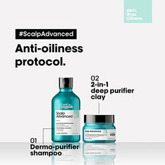 L’Oréal Professionnel Scalp Advanced Anti-Oiliness 2-In-1 Deep Purifier Clay | For Oily Scalp | With 3% AHA (250 Gm). L’Oréal Professionnel Scalp Advanced Anti-Oiliness 2-In-1 Deep Purifier Clay | For Oily Scalp | With 3% AHA (250 Gm).