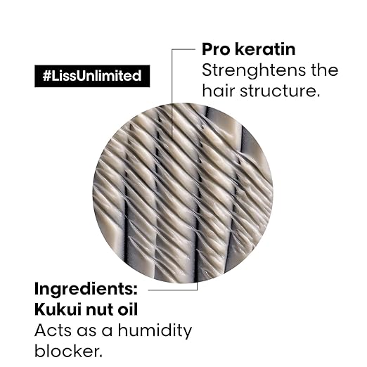 L'Oréal Professionnel Liss Unlimited Shampoo, 300Ml - 8901526509263 - Ingredients: Kukui Nut Oil, Pro Keratin L'Oréal Professionnel Liss Unlimited Shampoo, 300Ml - 8901526509263 - Ingredients: Kukui Nut Oil, Pro Keratin
