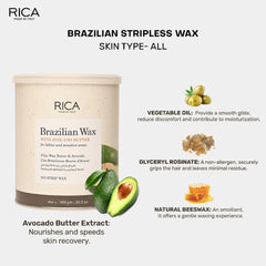 Rica Brazilian Wax with Avocado Butter - 800ml - 8021515002084 - Skin Type all Rica Brazilian Wax with Avocado Butter - 800ml - 8021515002084 - Skin Type all