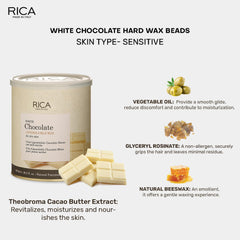 Rica White Chocolate Liposoluble Wax 800g - 8021515001704 - Skin type Sensitive Rica White Chocolate Liposoluble Wax 800g - 8021515001704 - Skin type Sensitive