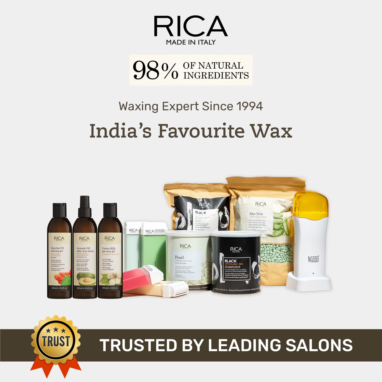 Rica White Chocolate Liposoluble Wax 800g - 8021515001704 - Made out of 98% natural  ingredients Rica White Chocolate Liposoluble Wax 800g - 8021515001704 - Made out of 98% natural  ingredients