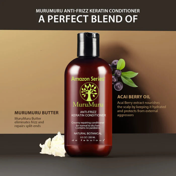 Amazon Series Murumuru Anti-Frizz Keratin Conditioner - 250ml - 609728131609 - A Perfect Blend of Murumuru Butter and Acai Berry Oil Amazon Series Murumuru Anti-Frizz Keratin Conditioner - 250ml - 609728131609 - A Perfect Blend of Murumuru Butter and Acai Berry Oil