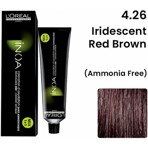 Loreal Inoa Hair Color 60G 4.26 Iridescent Red Brown + Developer 1000ml Combo Loreal Inoa Hair Color 60G 4.26 Iridescent Red Brown + Developer 1000ml Combo