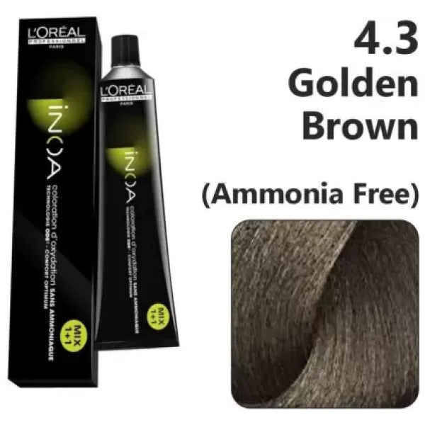 Loreal Inoa Hair Color 60G 4.3 Golden Brown+Developer 1000ml Combo Loreal Inoa Hair Color 60G 4.3 Golden Brown+Developer 1000ml Combo