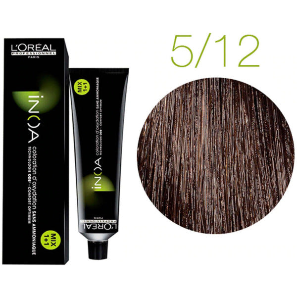 Loreal Inoa Hair Color 60G 5.12 Light Ash Iridescent Brown +Developer 1000ml Combo Loreal Inoa Hair Color 60G 5.12 Light Ash Iridescent Brown +Developer 1000ml Combo