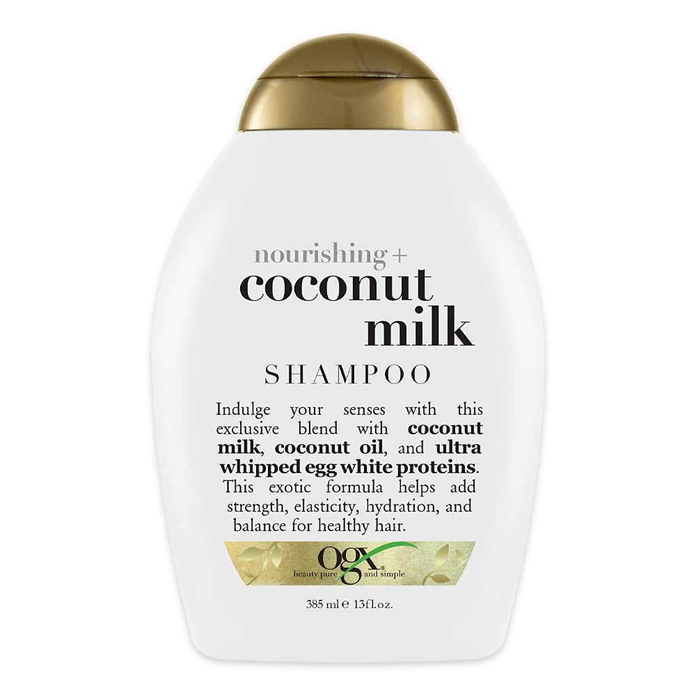 OGX Nourishing + Coconut Milk Nourishing Moisturizing Shampoo | Strong & Healthy Growth Hair, Coconut Milk, Coconut Oil & Egg White Protein Paraben Sulfate Free 385ml