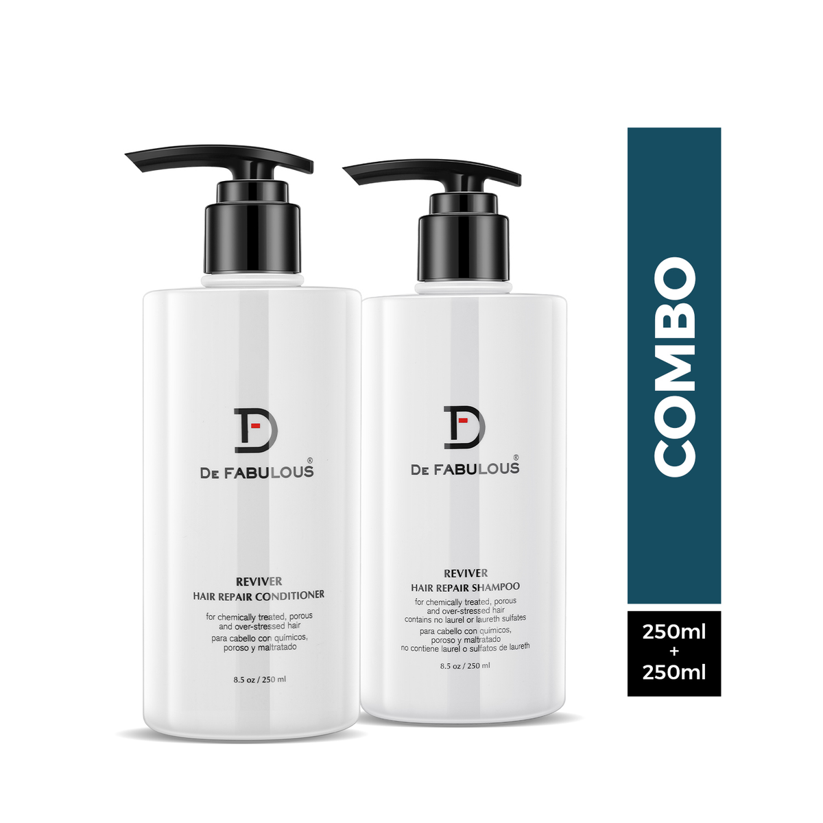 De Fabulous Reviver Hair Repair Shampoo & Conditioner 250ml, Reviver Hair Repair Treatment, 250ml