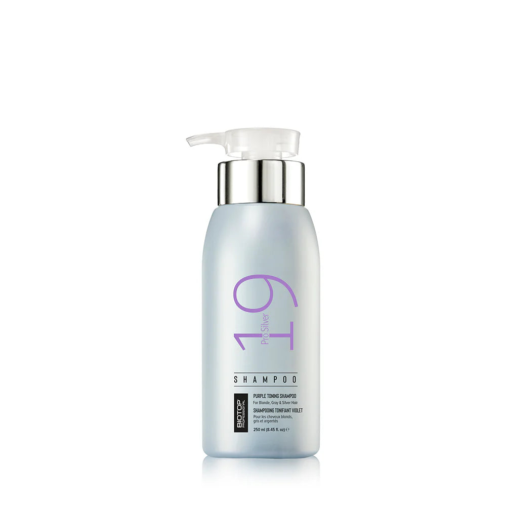 Biotop Professional 19 Pro Silver Shampoo 250ml | Made with Sunflower Oil and Vitamin E - For Blonde or Bleached Hair