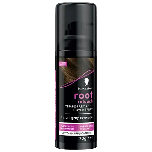 Schwarzkopf Root Retouch Temporary Root Cover Spray For Instant Grey Coverage - Dark Brown, 70G