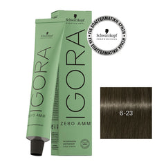 Schwarzkopf Igora Zero AMM 6-23 Dark Blonde Ash Matte 60ml + Igora 20 Vol 6% Developer 1000ml Combo