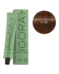 Schwarzkopf Igora Zero AMM 6-68 Dark Blonde Chocolate Red 60ml + Igora 20 Vol 6% Developer 1000ml Combo