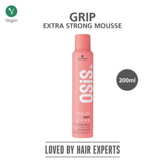 Schwarzkopf Professional OSiS+ Grip Extra Strong Hair Styling Mousse I For Volume and Natural Shine | Frizz Control | Extra strong Hold | 200 ml