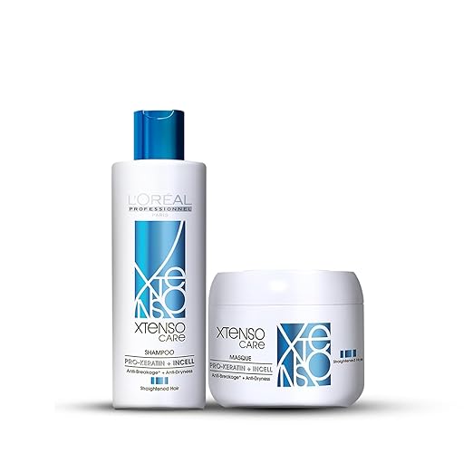 L'OREAL PROFESSIONNEL PARIS Xtenso Care Shampoo For Straightened Hair, 250 Ml |Xtenso Care Mask, 196 Gm | Shampoo & Mask For Starightened Hair