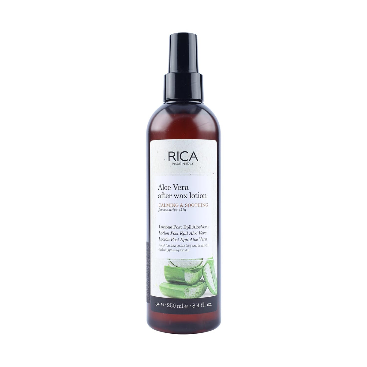 Rica Aloe Vera After Wax Lotion for Sensitive Skin with Sun flower Oil, Jojoba Oil & Vitamin E - 250ml