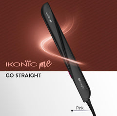 Ikonic Go Straight Hair Straightener, Black & Pink | Floating & Ceramic Plates| Lock Function| Quick & Easy to Use