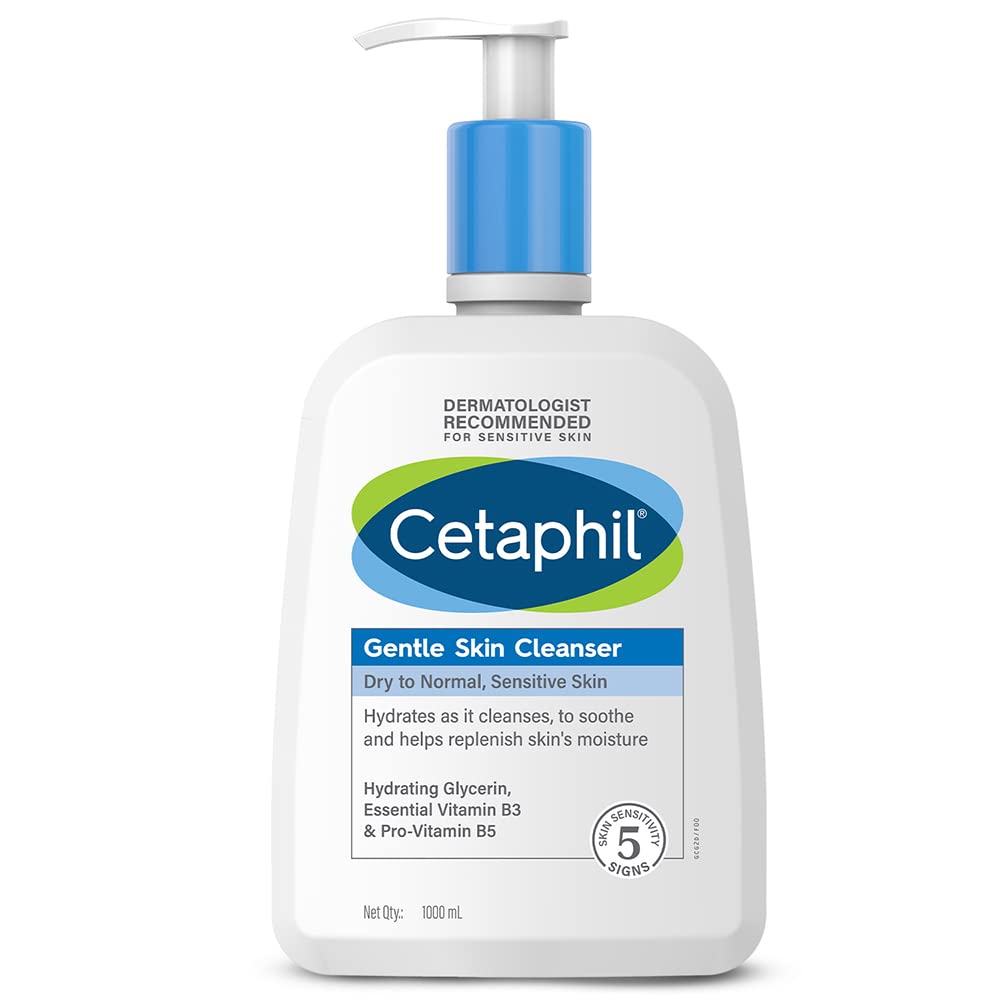 Cetaphil Face Wash Gentle Skin Cleanser, 1000 ml | for Dry to Normal, Sensitive Skin, Hydrating Face Wash with Niacinamide, Vitamin B5 | Dermatologist Recommended| Paraben, Sulphate Free