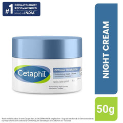 Cetaphil Optimal Hydration Replenishing Night Cream 50g | Lightweight & Fast Absorption | Hyaluronic Acid, Blue Daisy Extract, Niacinamide