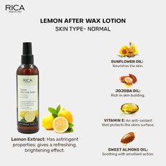 Rica Lemon After Wax Lotion for Normal Skin with Sun flower Oil, Jojoba Oil & Vitamin E - 250ml