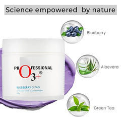 O3+ Blueberry De Tan with Natural Extracts for Tan Removal & Sun Damage Protection Ideal for Dry Skin (D Tan, 300 g)