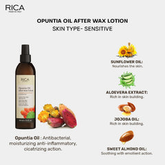 Rica Opuntia Oil After Wax Lotion for Sensitive skin with Sun flower Oil, Jojoba Oil & Vitamin E - 250ml