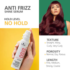 Schwarzkopf Professional OSiS+ Glow Anti-Frizz Shine Serum I for Frizz Reduction and Shine | Vegan | Leave-In Hair serum | Silicon free | 50ml