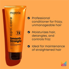 Matrix Opti.Care Professional Conditioner 98g for Salon Smooth Straight Hair | Control Frizzy Hair for up to 4 Days | With Shea Butter | No Added Parabens