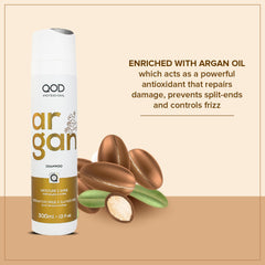 QOD Professional Argan Shampoo 1000ml, For Damaged & Dry Hair, Revitalises Hair, Sulphate Free