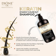 Dione UK Keratin Enrichment Hair Shampoo and Conditioner, (300ml + 300ml)