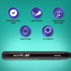 Ikonic Mini Hair Straightener,Slim Ceramic Mini Floating Plates, Ideal for Small Hair and Bangs, Quick Styling, Light-weight and travel friendly, Instant Heat Technology,Black & Purple with 1 Year Warranty
