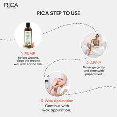 Rica Cotton Milk Pre Wax Gel Cleansing Waxing Hair Cleaning with Naural Extracts for Hydration & Softening Skin - 250ml