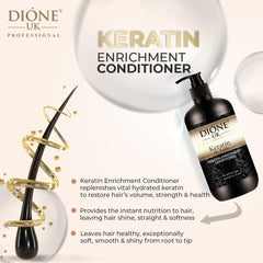 Dione UK Keratin Enrichment Hair Shampoo and Conditioner, (300ml + 300ml)