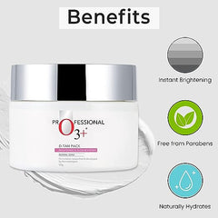 O3+ D-Tan Pack for Instant Skin Brightening and Lightening De Tan Removal Suitable for All Skin Types, 50g