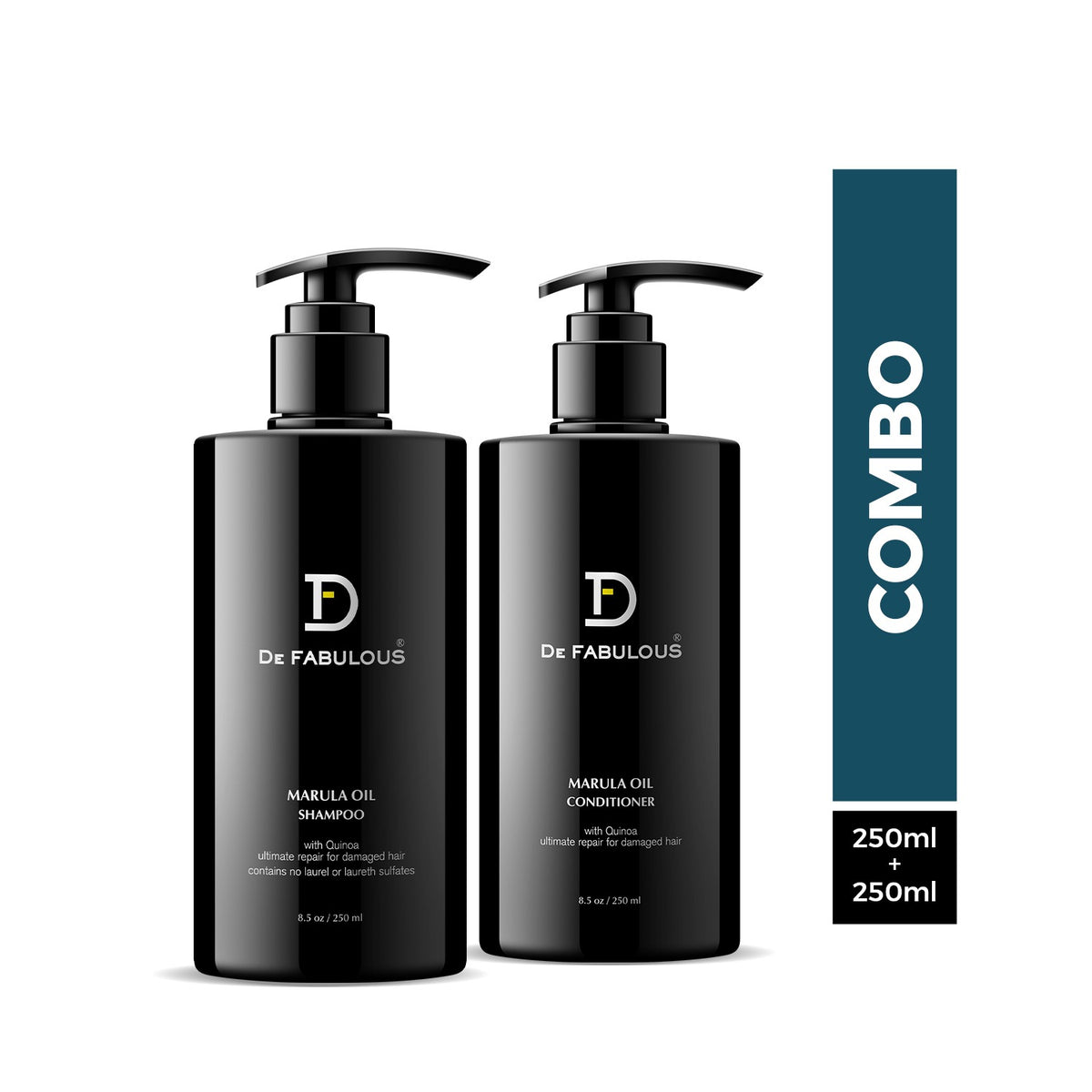 De Fabulous Marula Oil Shampoo & Conditioner- 250ml Combo | Sulphate-Free | All Hair Types