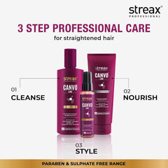 Streax Professional Canvoline Straightening Post Care Conditioner, 240 gm | Enriched with KeraCharge Complex | Anti Frizzy & Hair Breakage | Tangle Free Hair | Sulphate & Paraben free