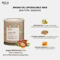 Rica Argan Oil Liposoluble Wax For Sensitive Skin With Glyceryl Rosinate & Natural Beeswax (800ml)