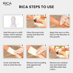 Rica White Chocolate Liposoluble Soft Wax Refill Roll-on Cartridge for Full Body Waxing Hair Removal Cream for women (100ml)