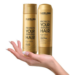 Luxliss Professional Keratin Daily Care Shampoo 250ml & Conditioner 200ml - Gold edition (Pack of 2)