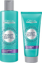 L'Oréal Professionnel Hair Spa Smooth Revival Shampoo + Conditioner Combo for Frizzy Hair with Apricot Oil, 250ml & 200ml (Pack of 2)