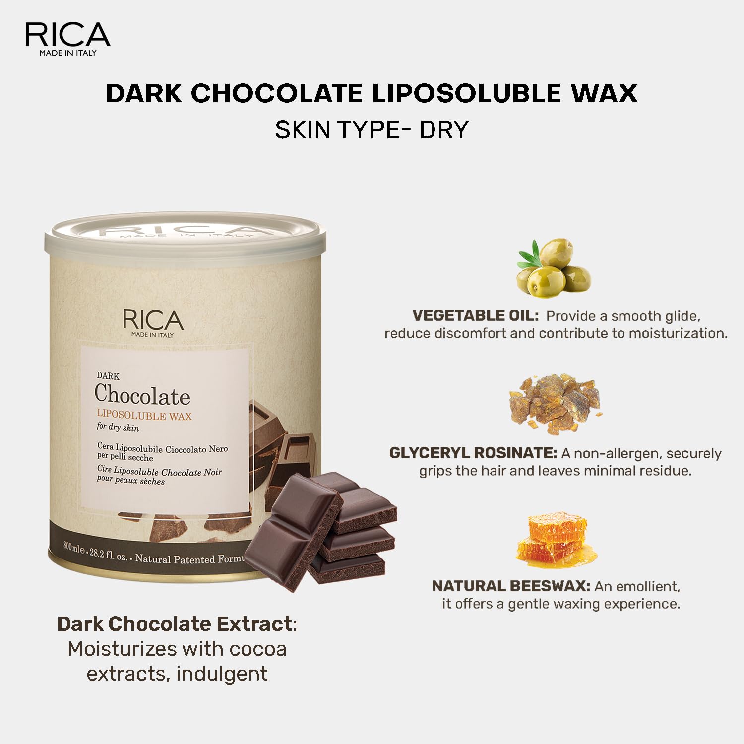 Rica Dark Chocolate Liposoluble Wax - 8021515004019