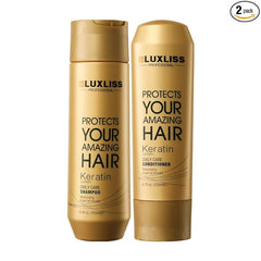 Luxliss Professional Keratin Daily Care Shampoo 250ml & Conditioner 200ml - Gold edition (Pack of 2)