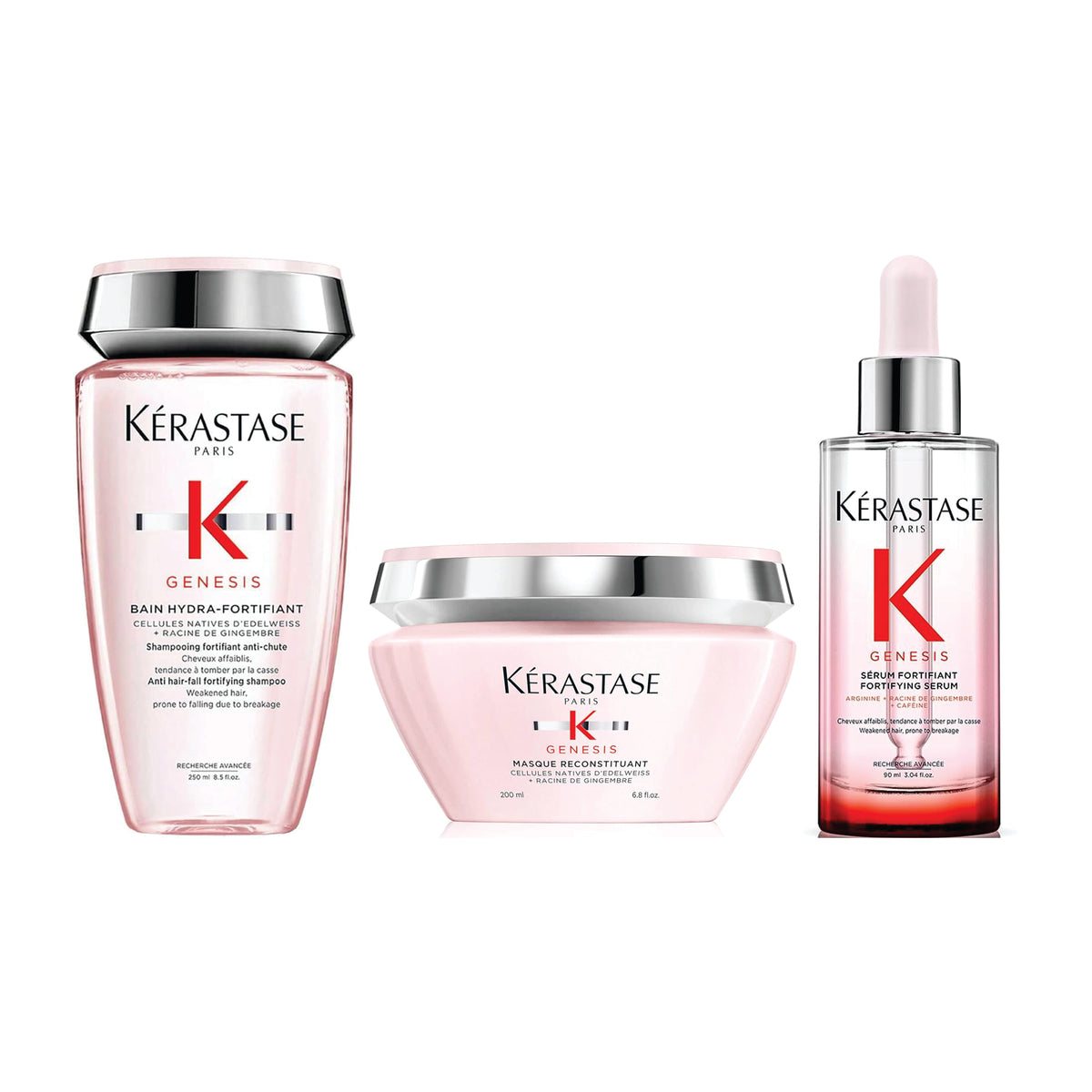 Kerastase Genesis Bain Hydra Fortifiant shampoo, Genesis Mask and Genesis Fortifiant Serum combo (250ml + 200ml + 90ml)