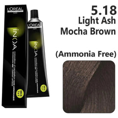 Loreal Inoa Hair Color 60G 5.18 Light Ash Mocha Brown +Developer 1000ml Combo