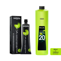 Loreal Inoa Ammonia Free Hair Color 60G 4.0 Brown +Developer 1000ml Combo