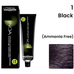 Loreal Inoa Ammonia Free Hair Color 60G 1 Black + 20Vol 6% Developer 1000Ml