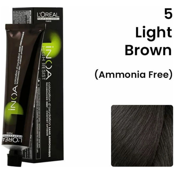 Loreal Inoa Ammonia Free Hair Color 60G 5 Light Brown +Developer 1000ml Combo