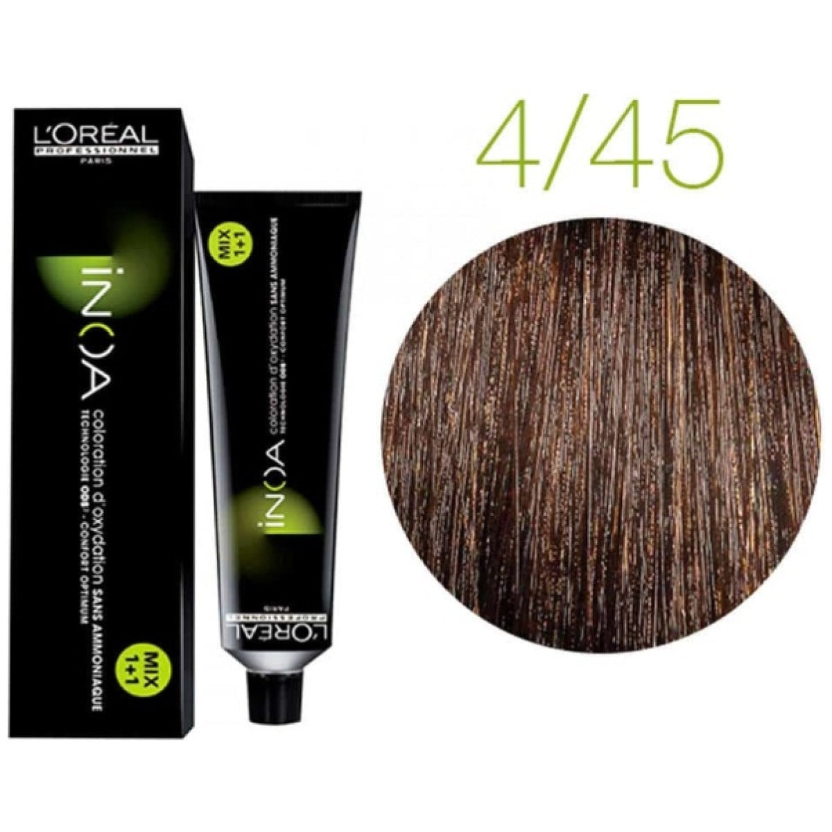 Loreal Inoa Hair Color 60G 4.45 Copper Mahogany Brown + Developer 1000ml Combo