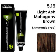 Loreal Inoa Hair Color 60G 5.15 Light Ash Mahogany Brown +Developer 1000ml Combo