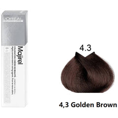 Loreal Majirel Hair Color 50G 4.3 Golden Brown+ Oxidant 1000Ml Combo