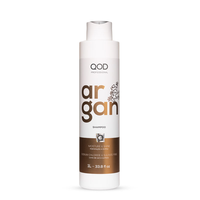 QOD Professional Argan Shampoo 1000ml, For Damaged & Dry Hair, Revitalises Hair, Sulphate Free