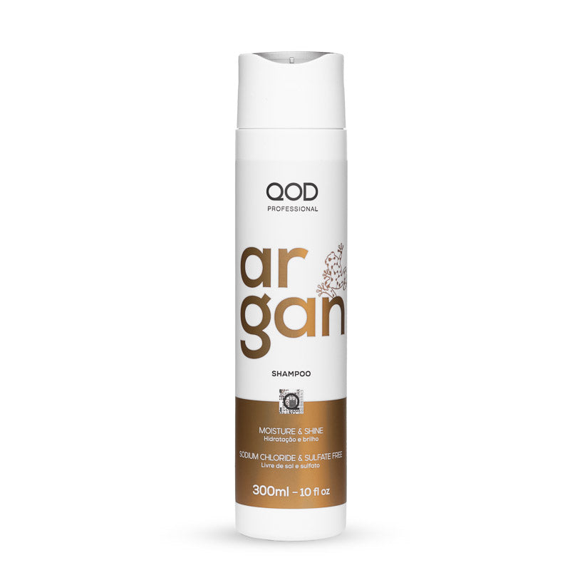 QOD Professional Argan Shampoo 300ml, For Damaged & Dry Hair, Revitalises Hair, Sulphate Free